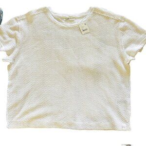 We The Free Ladies Top XLarge White Crochet Short Sleeves